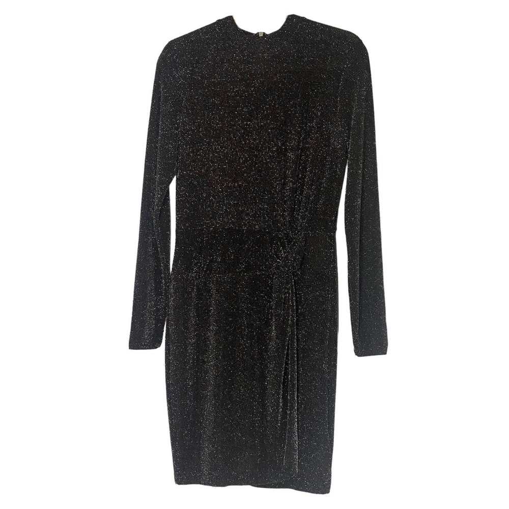 Michael Kors Womens Black and Silver Metallic Sparkle Shimmery Dress Size Medium